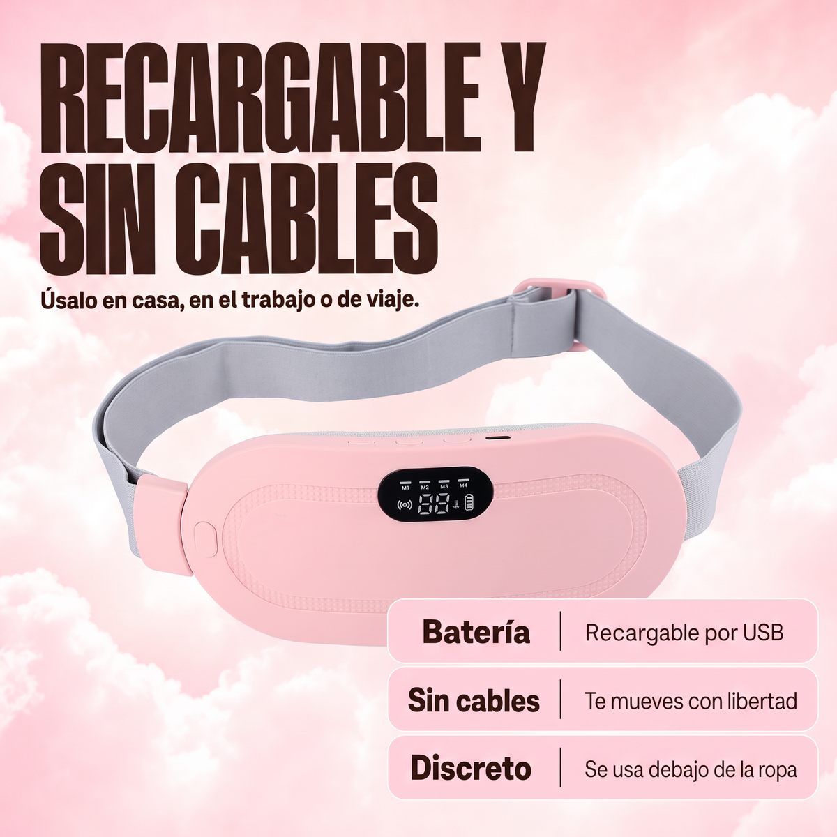 Cinturón de calor y masaje para cólicos