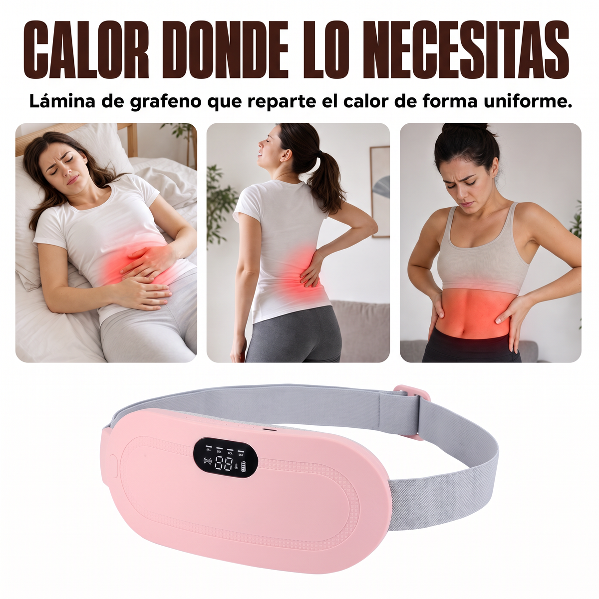 Cinturón de calor y masaje para cólicos