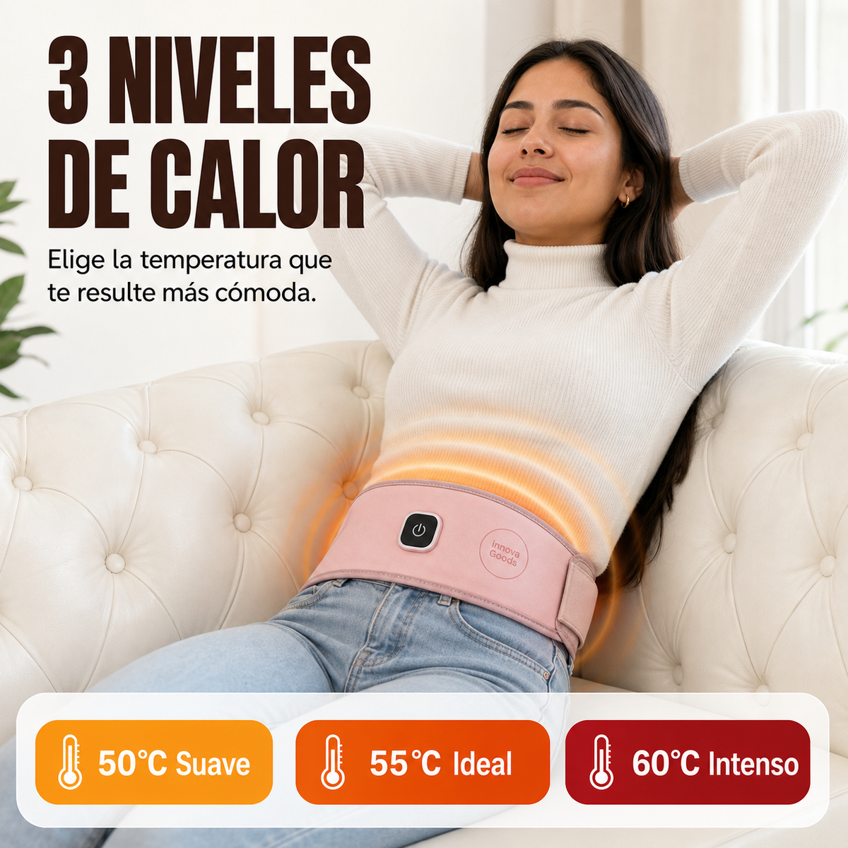 Cinturón de calor y masaje para cólicos